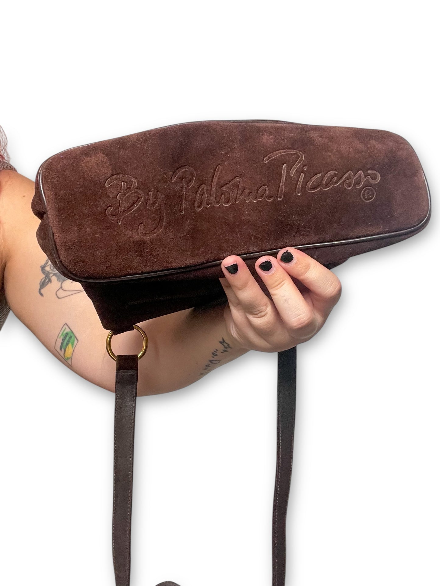 90’s By Paloma Picasso Brown Suede Shoulder Bag