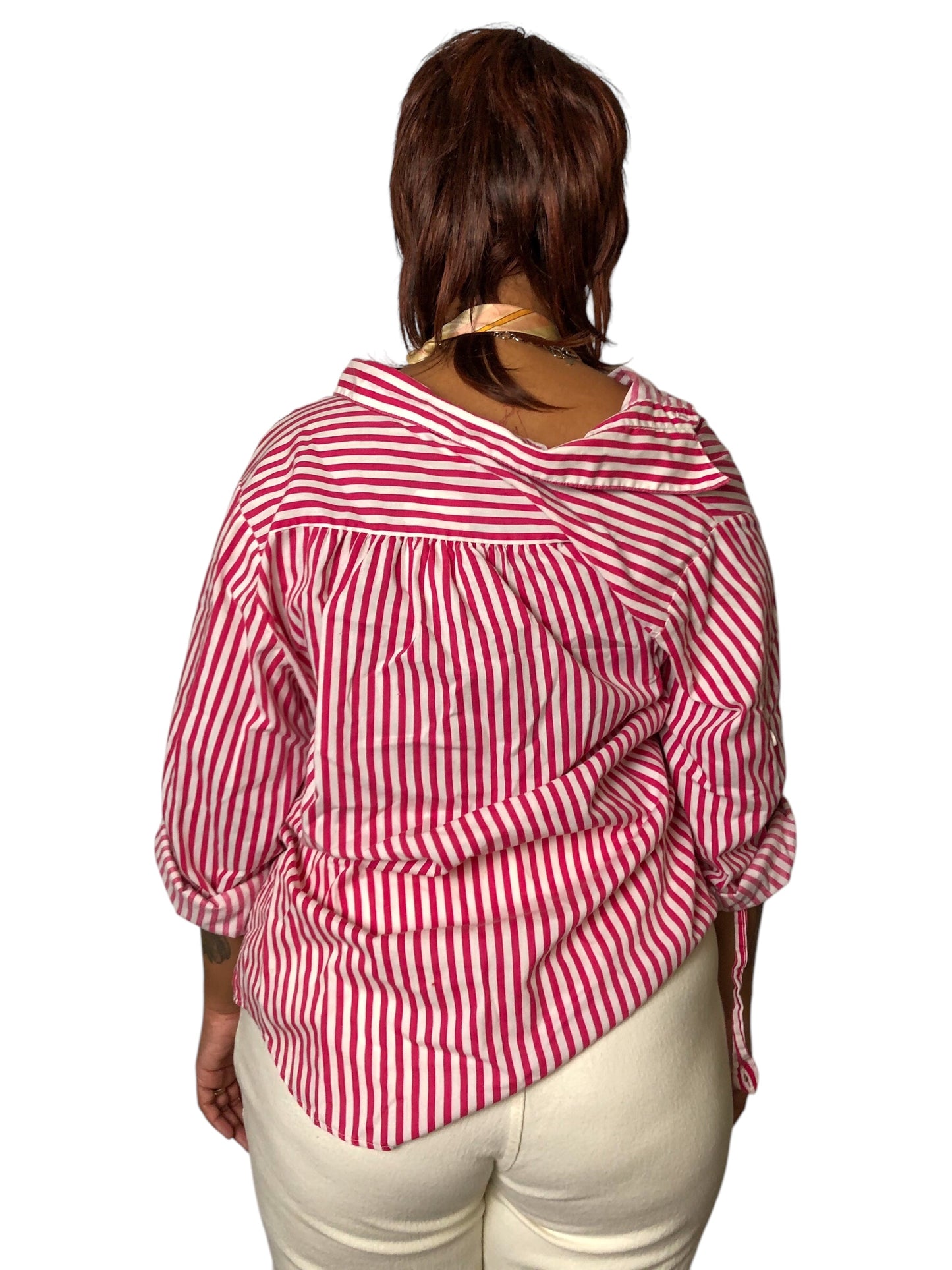 70’s/80’s Lady Oak Hill Pink and White Striped Shirt (2X)