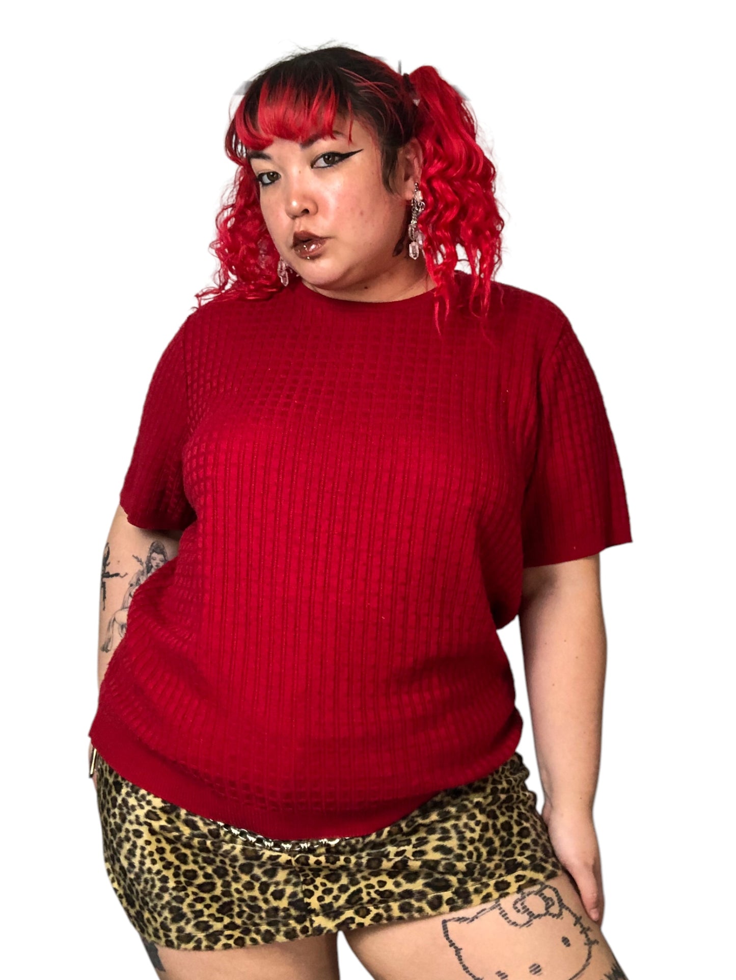 Y2K Alfred Dunner Red Knit Shirt (2X)