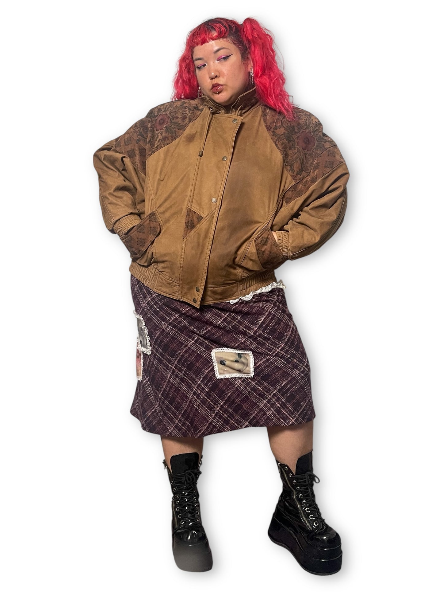 80’s Boho Leather Bomber Jacket (2X/3X/4X)