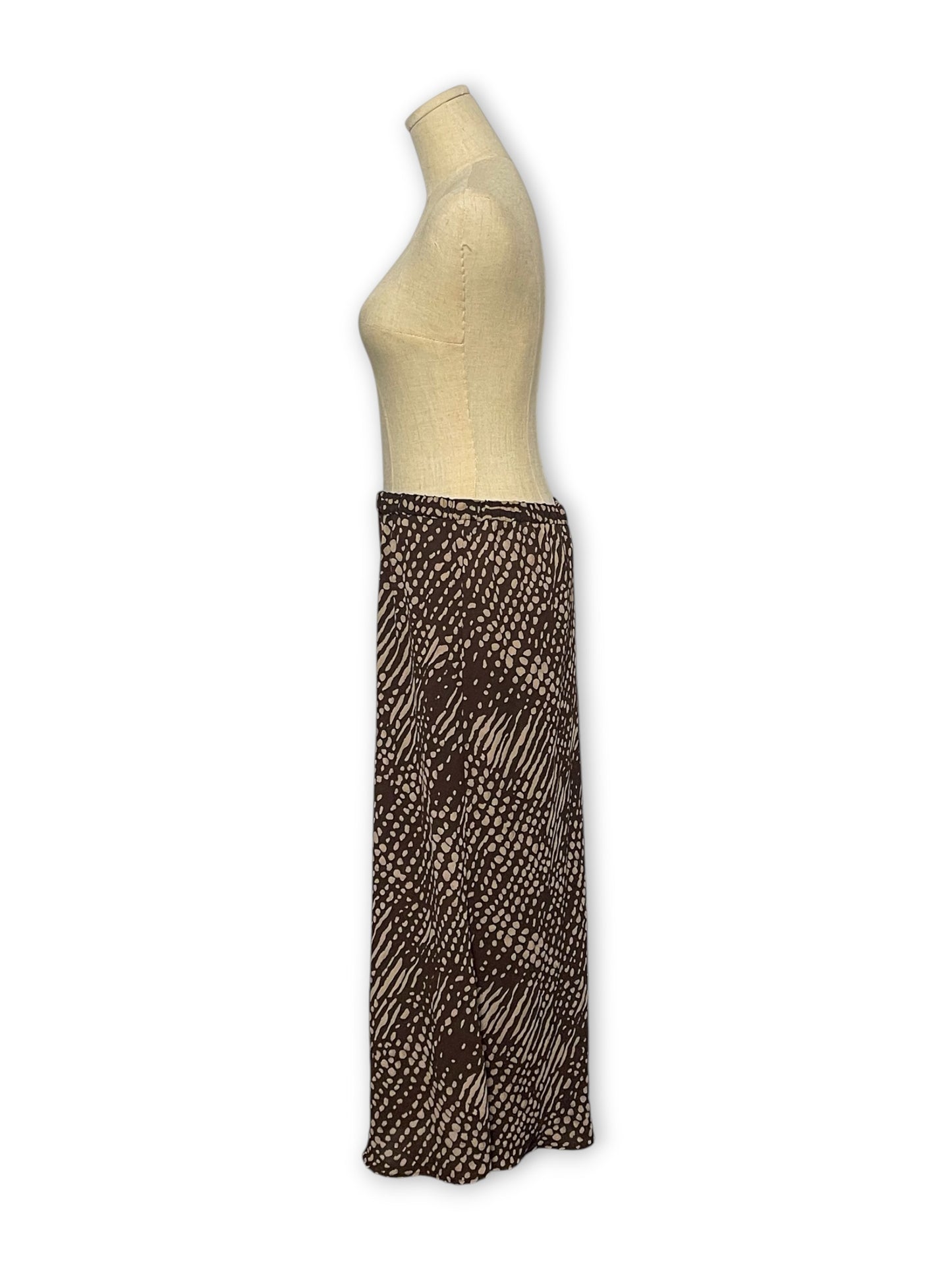 90’s/Y2K Brown Patterned Midi Skirt (L/XL)