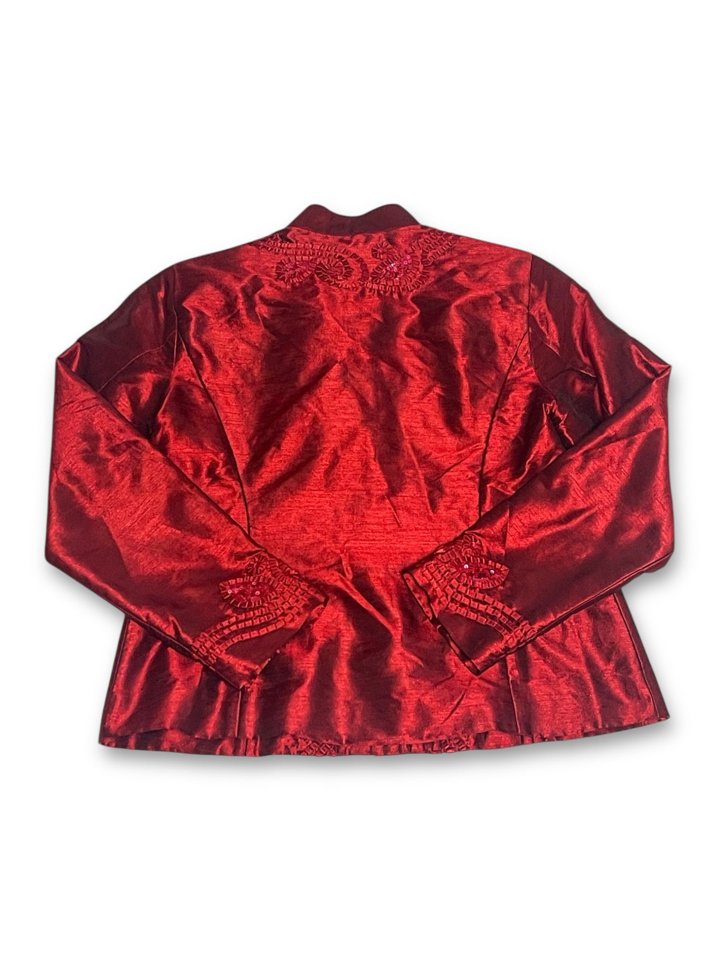 Y2K Chico’s Shiny Ruby Red Blouse (L)
