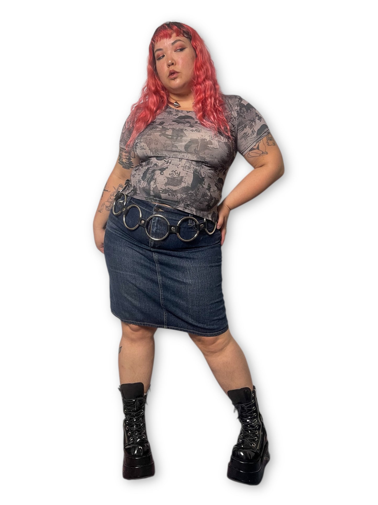 Y2K/Modern Dark Wash Denim Skirt (1X)