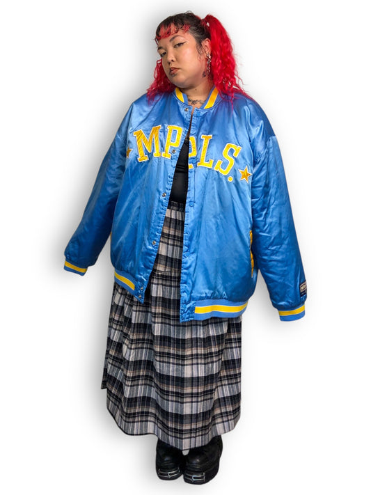 90’s Hardwood Classics Minneapolis Lakers Sky Blue Satin Bomber Jacket (3X/4X/5X/6X)