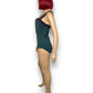 90’s/Y2K INC International Concepts Black and Turquoise Polka Dot Swimsuit (L)