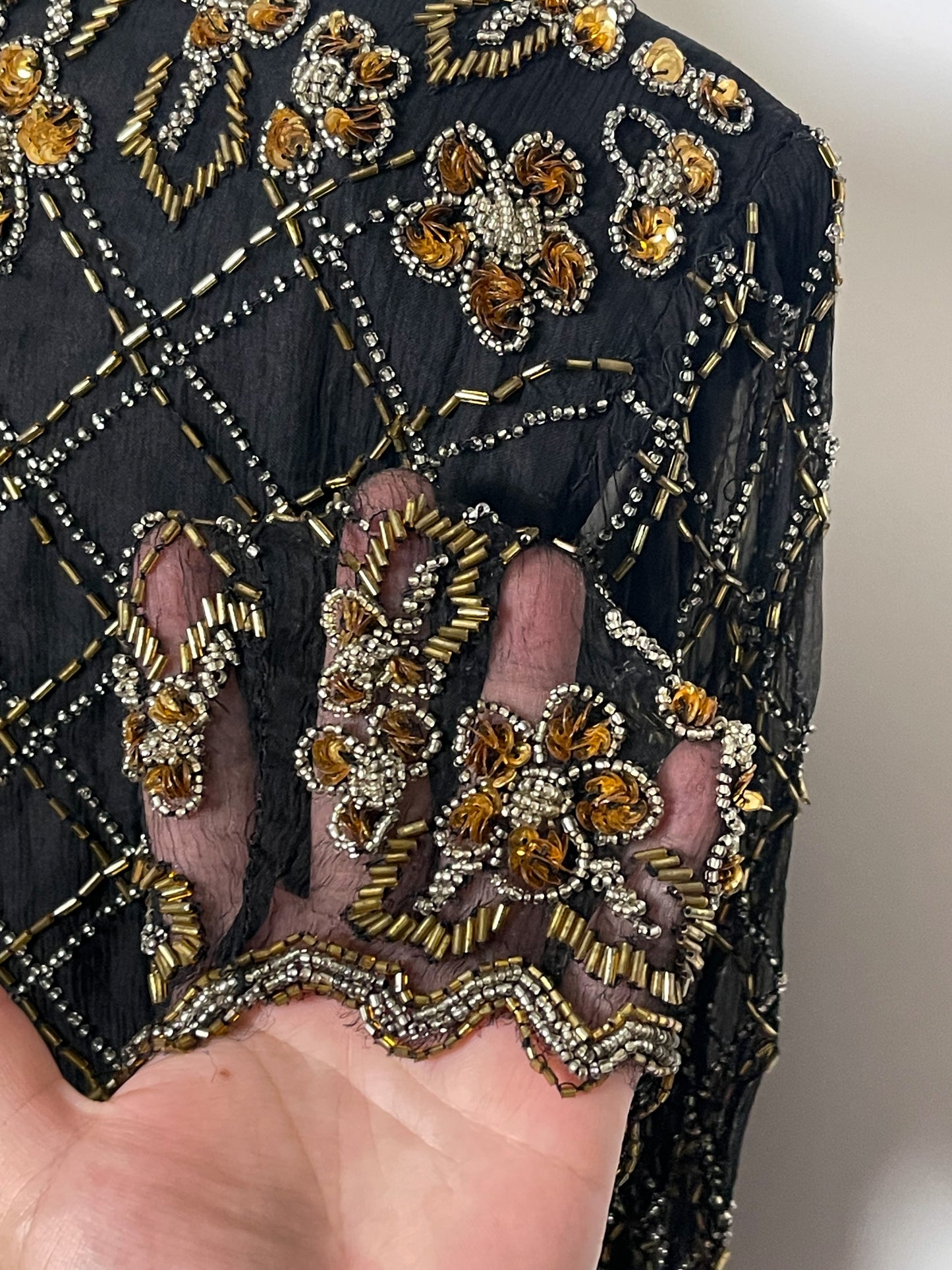 80’s/90’s Beaded Silk Blouse (L)