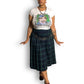 80’s Requirements Green Tartan Plaid Pleated Midi Skirt (XL)