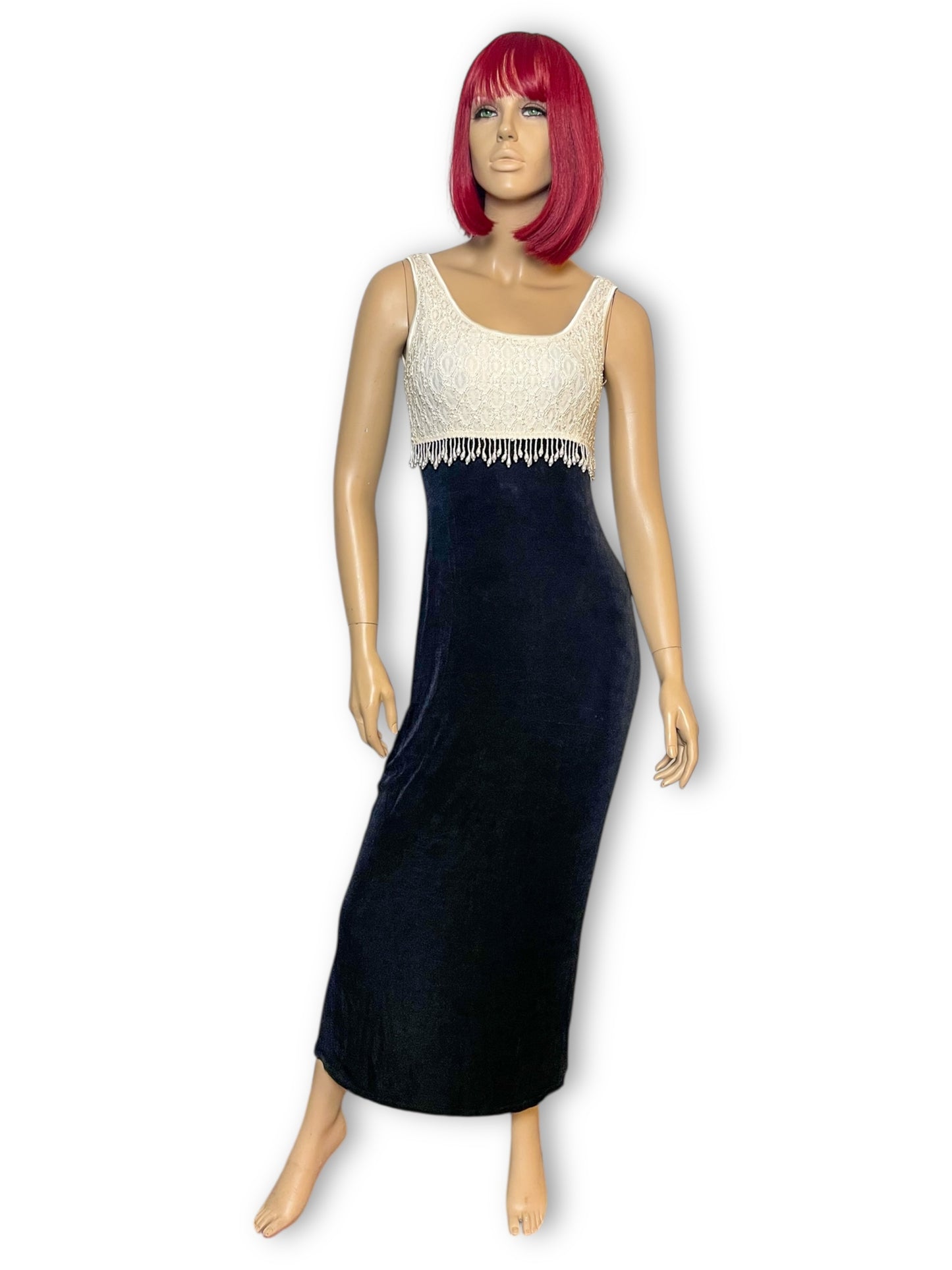 80’s/90’s Together Black and White Slinky Cocktail Dress (S/M/L)