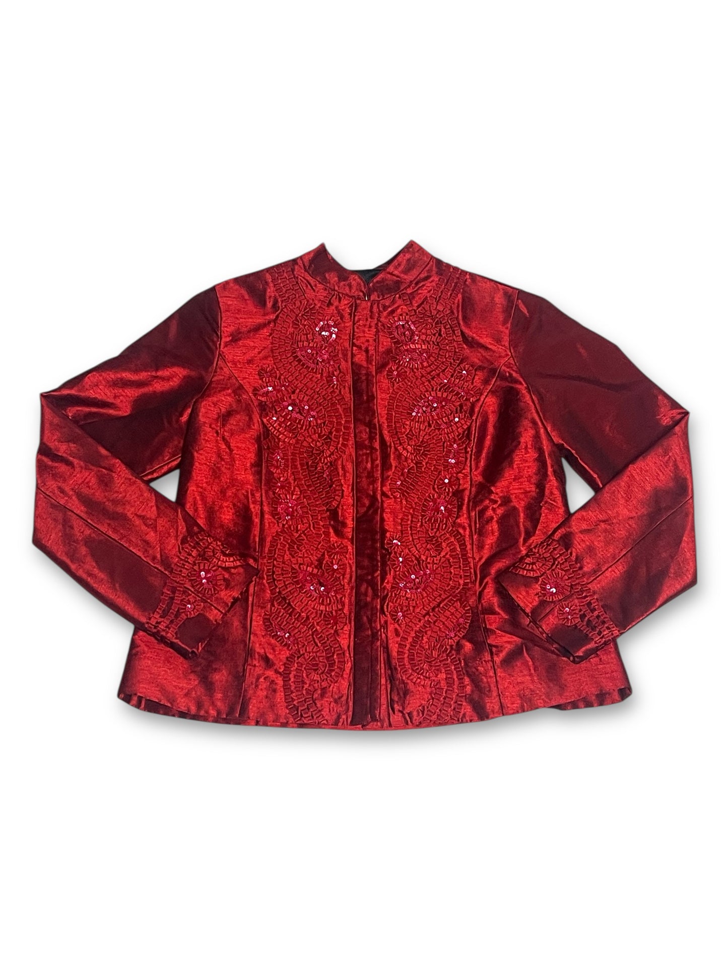 Y2K Chico’s Shiny Ruby Red Blouse (L)