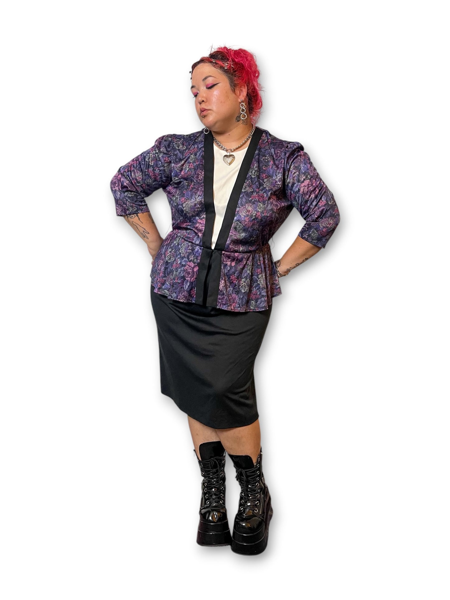 80’s Retro Peplum Dress (2X/3X)