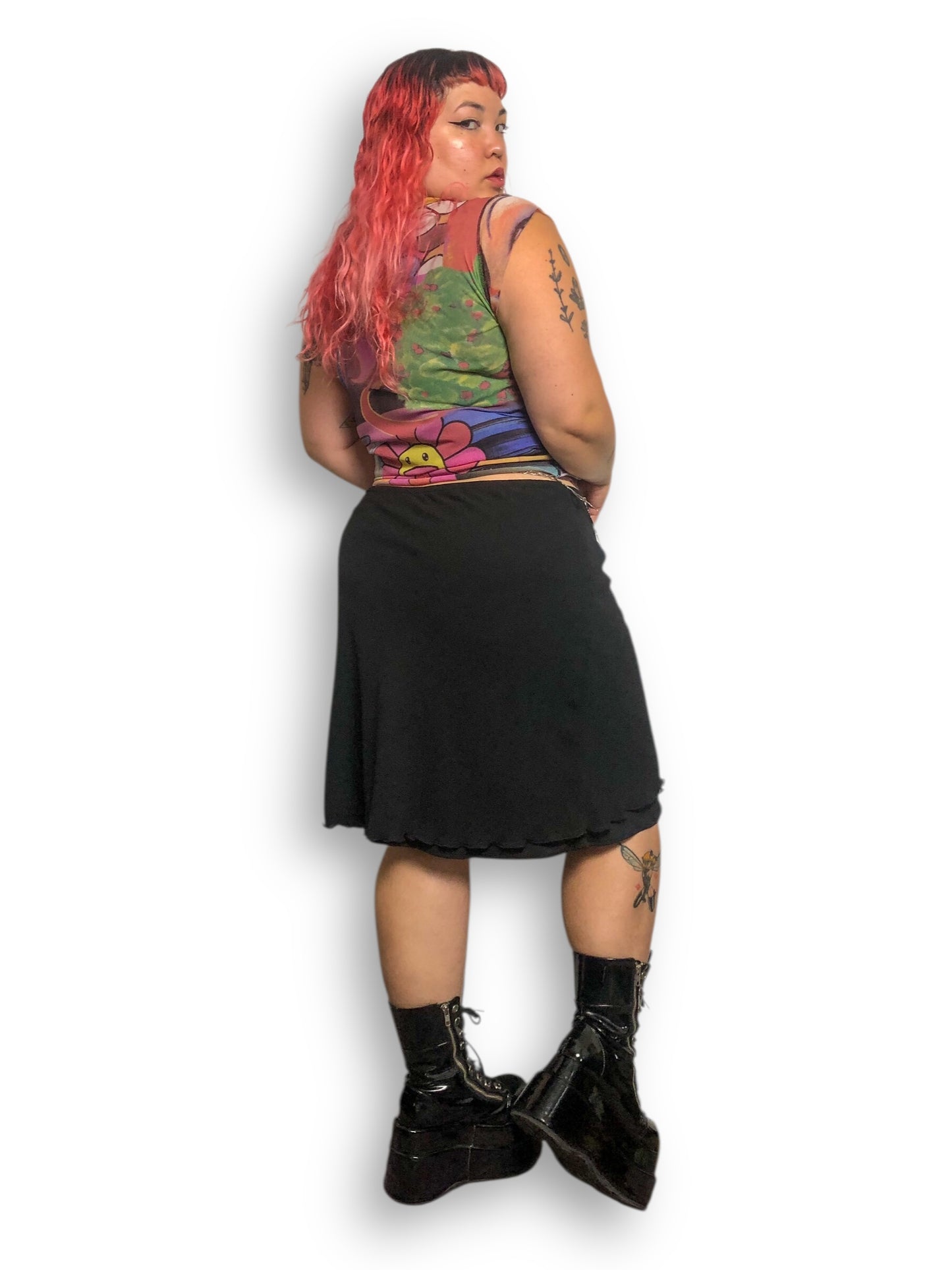 90’s Robbie Bee Black Mesh Layered Skirt (3X)