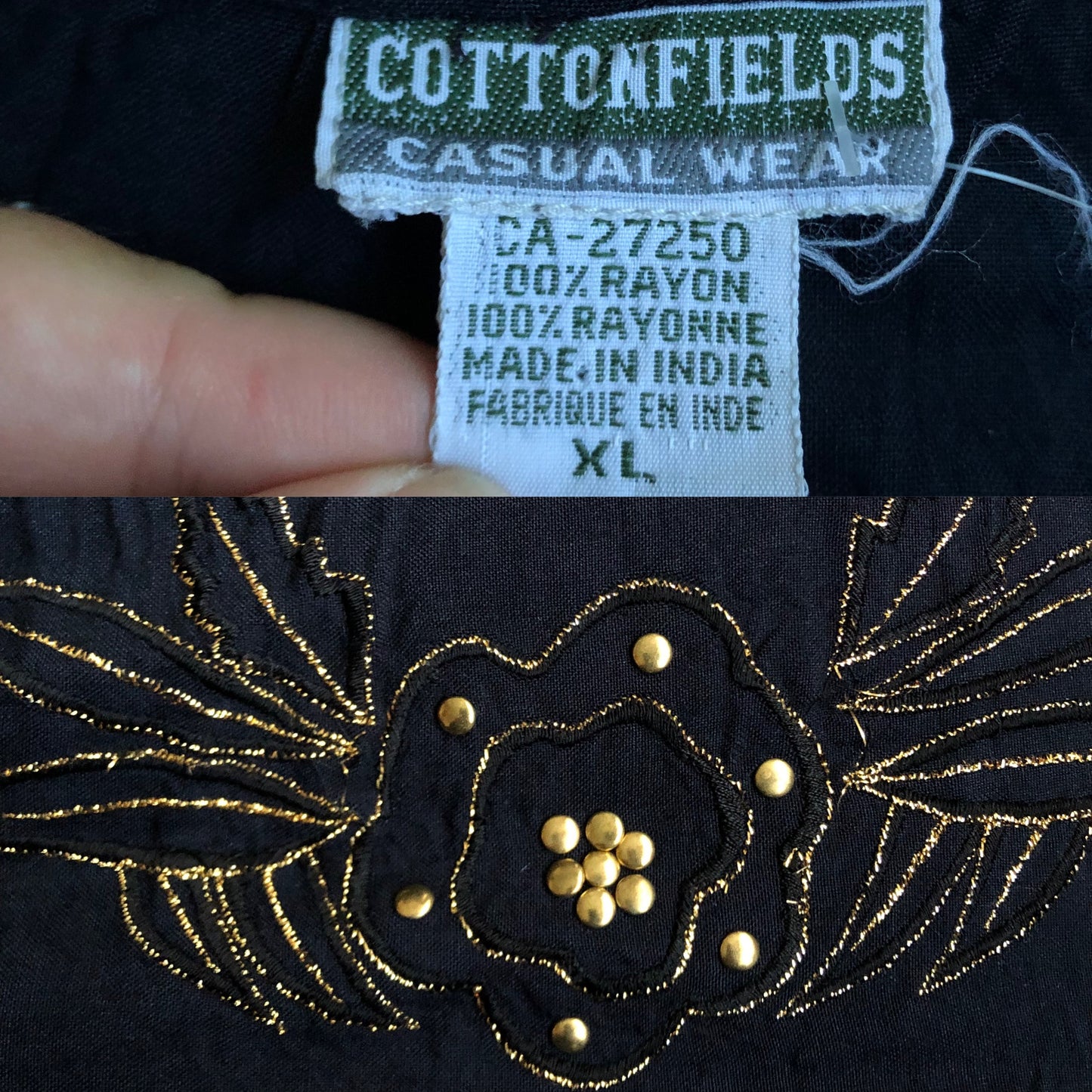 90’s/Y2K Cottonfields Black Midi Skirt (XL/2X/3X)