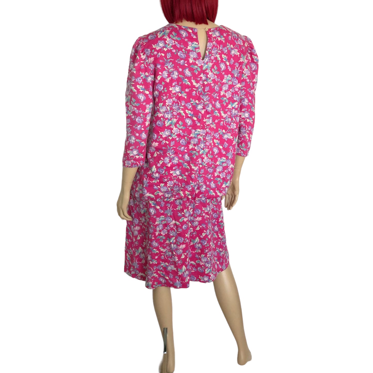 80’s Me & My Baby Pink Floral Print Shirt Dress (L/XL)