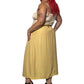 80’s/90’s Michael & Company Pale Yellow Pleated Midi Skirt (2X)