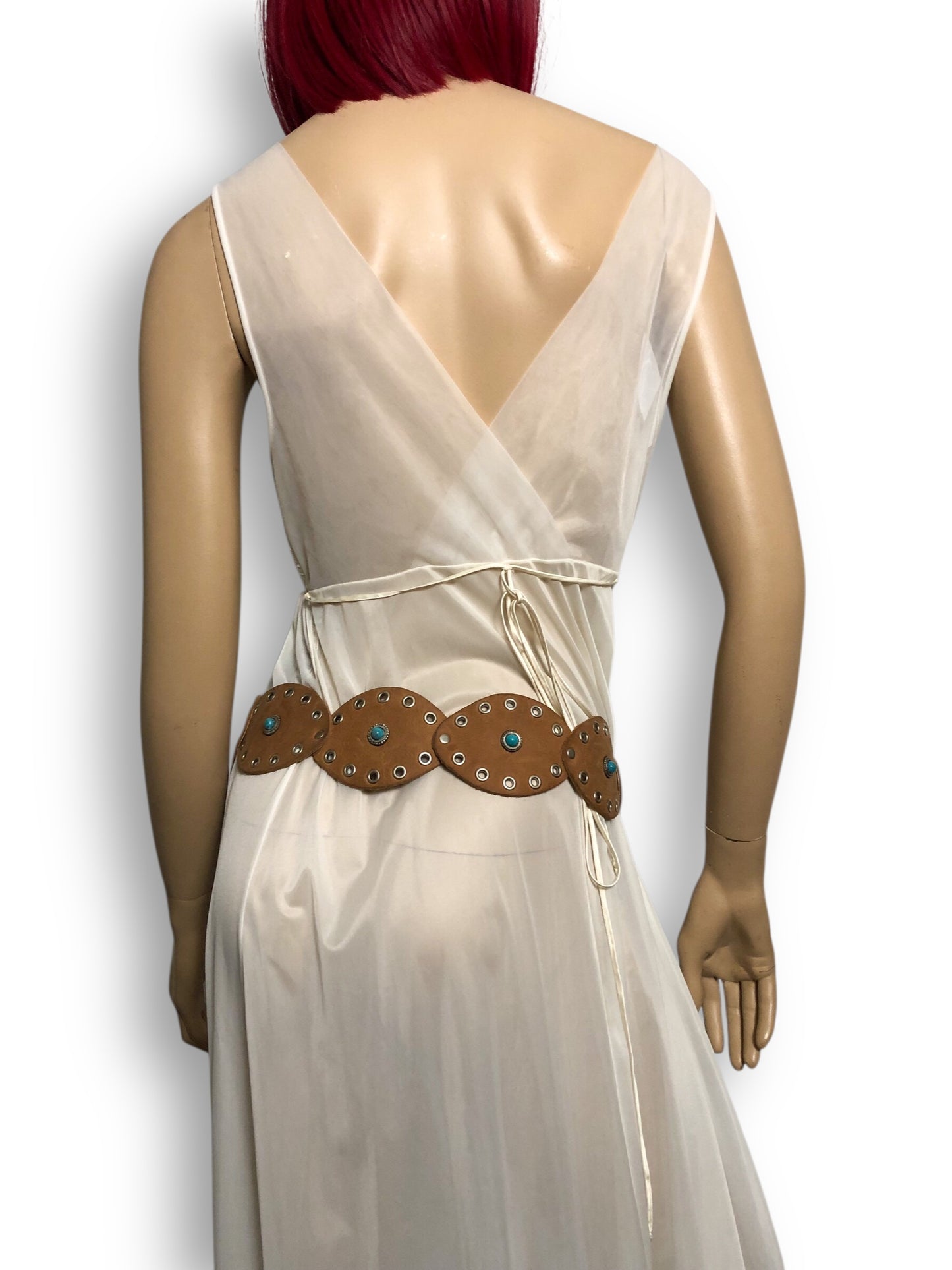 Vintage Tan Leather Medallion Belt (M/L)