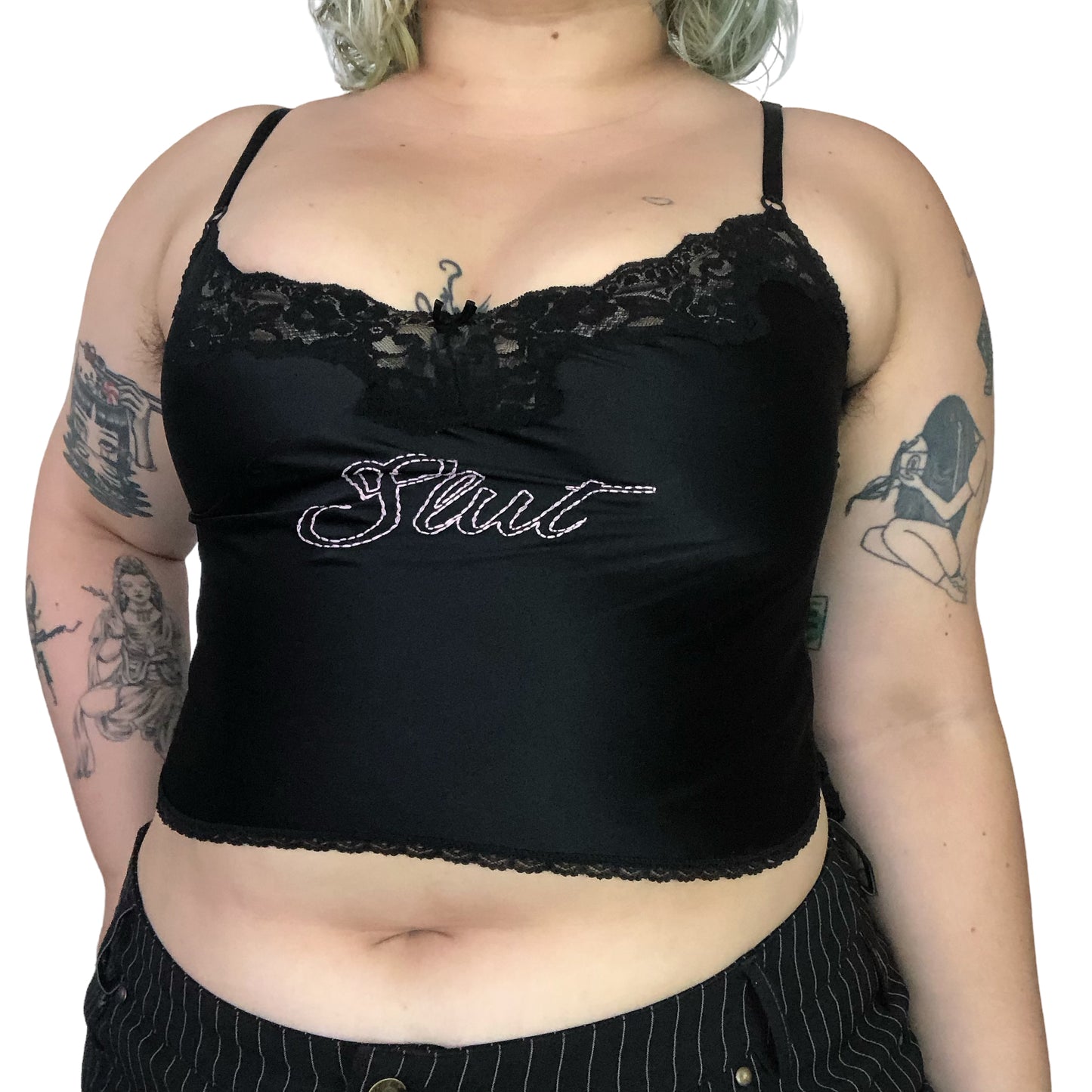 ‘𝖘𝖑𝖚𝖙’ embroidered tank top (S/M)