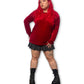 90’s Wine Red Velvet Long Sleeve Top (2X)