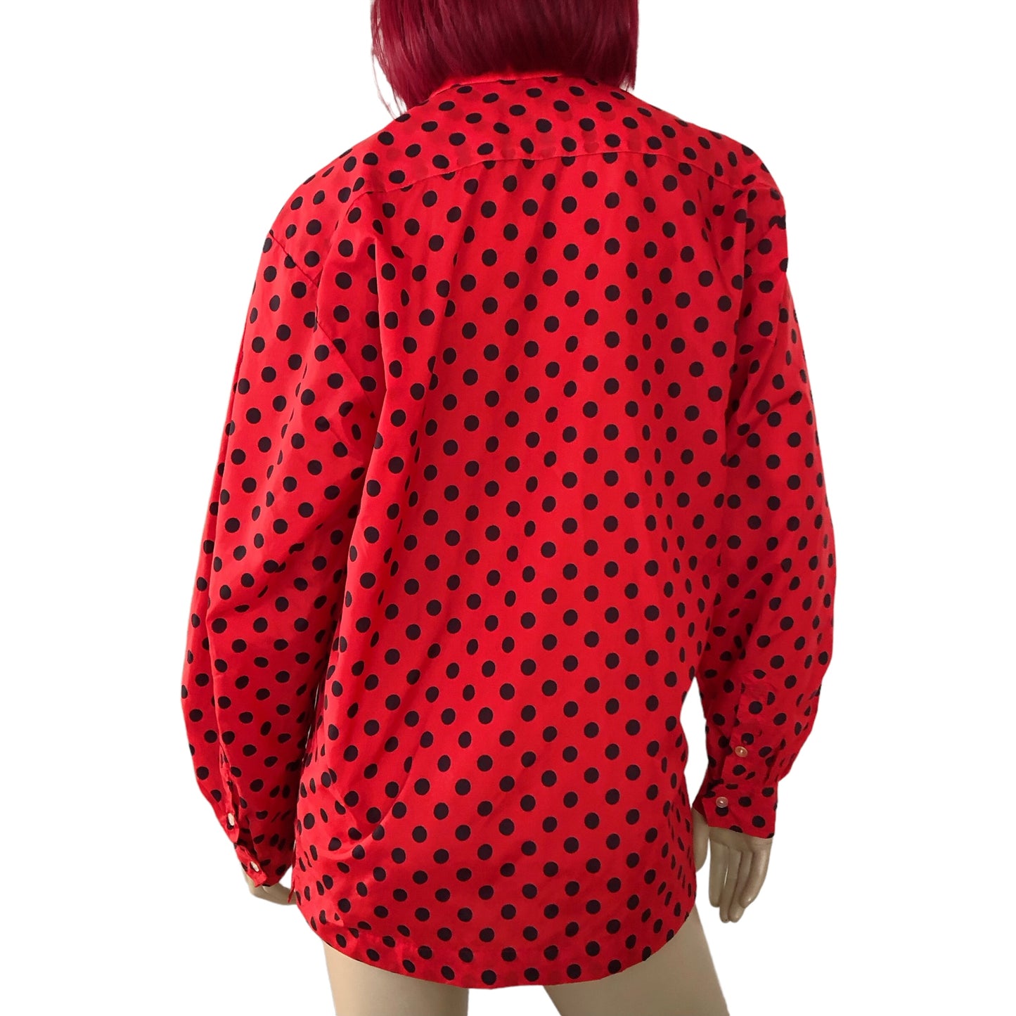 70’s Saska Parrott Ski Co Red and Black Polka Dot Wind Shirt (M)