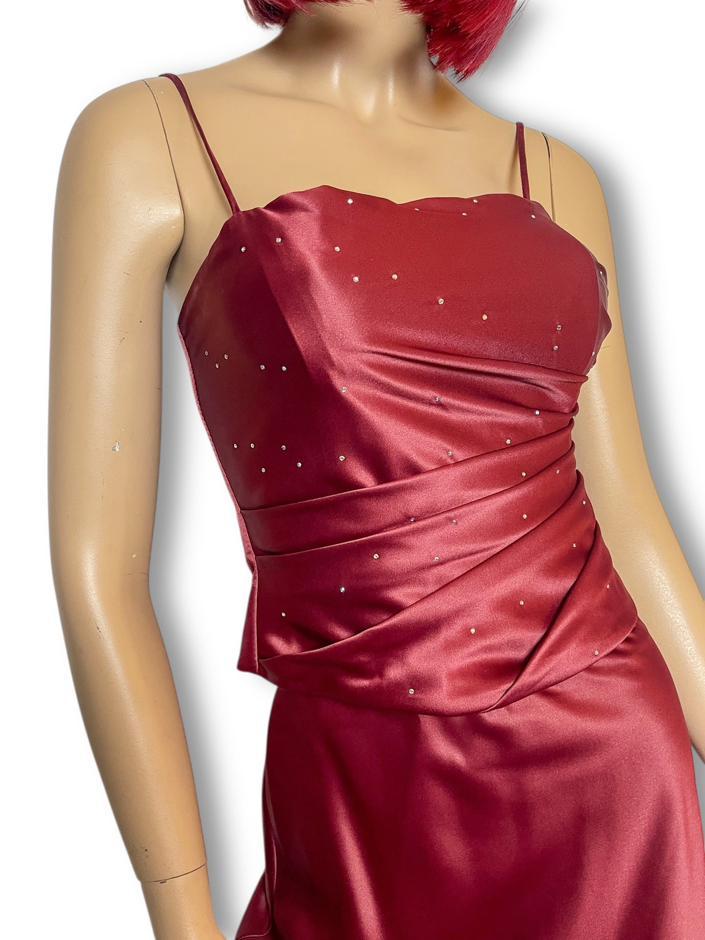 90’s Rebecca Burgundy Satin 3-Piece Evening Set (XS)