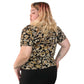 Y2K Jaclyn Smith Brown and Black Floral Print Shirt (2X)