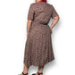 80’s Ms. Basia California Purple Floral Print A-Line Dress (XL)
