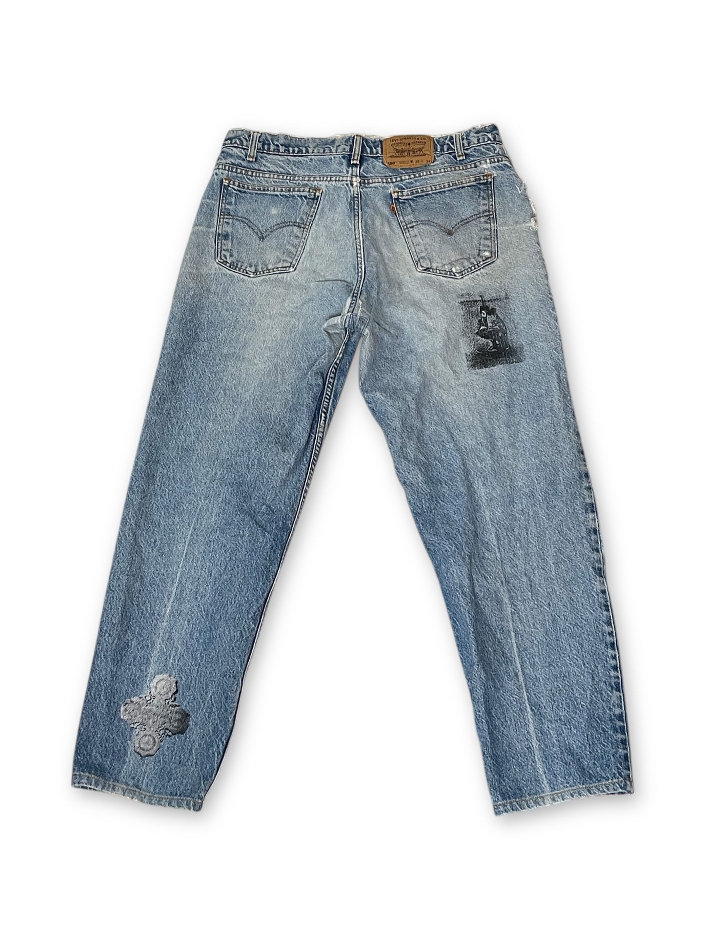 70’s/80’s Levi’s 505 Upcycled Denim Jeans (XL)