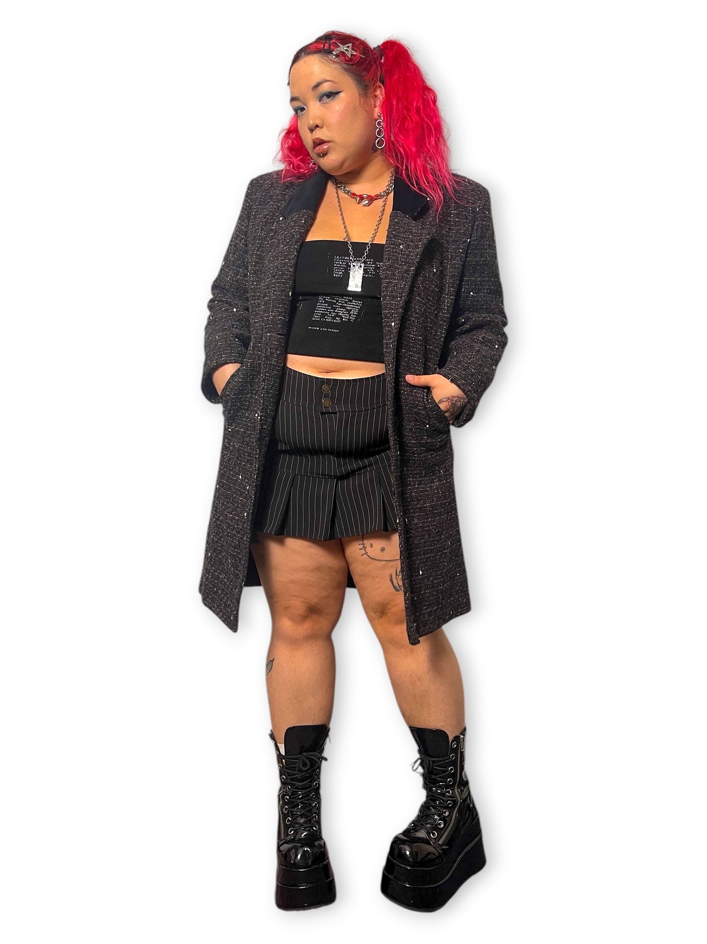 80’s/90’s Julia Klein Black Jacquard Knit Overcoat (L/XL)