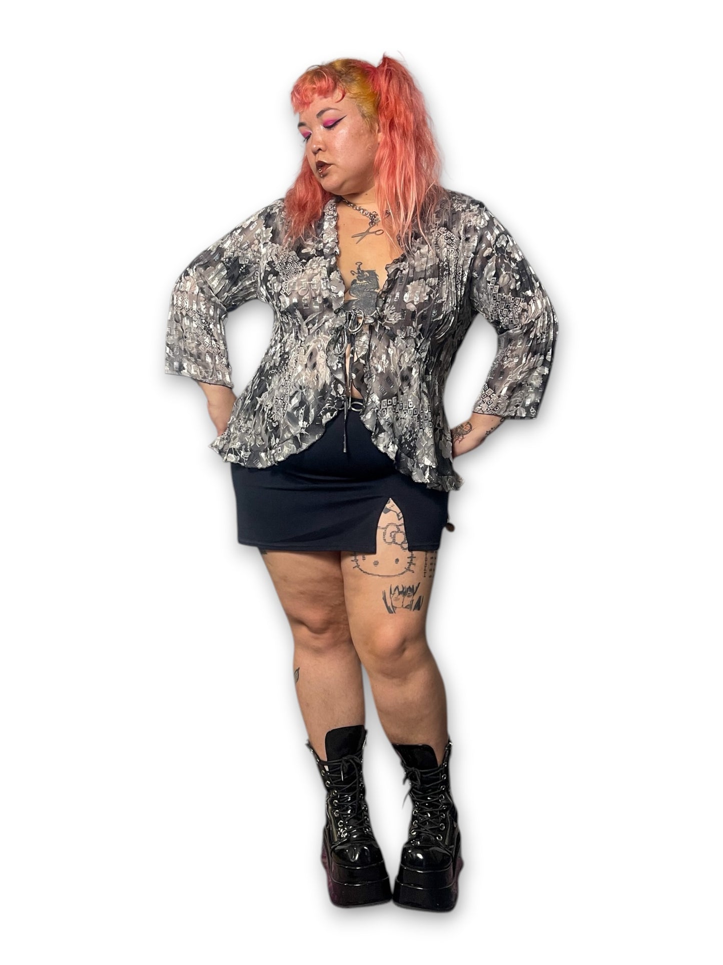 90’s/Y2K Pleated Sheer Blouse (2X)