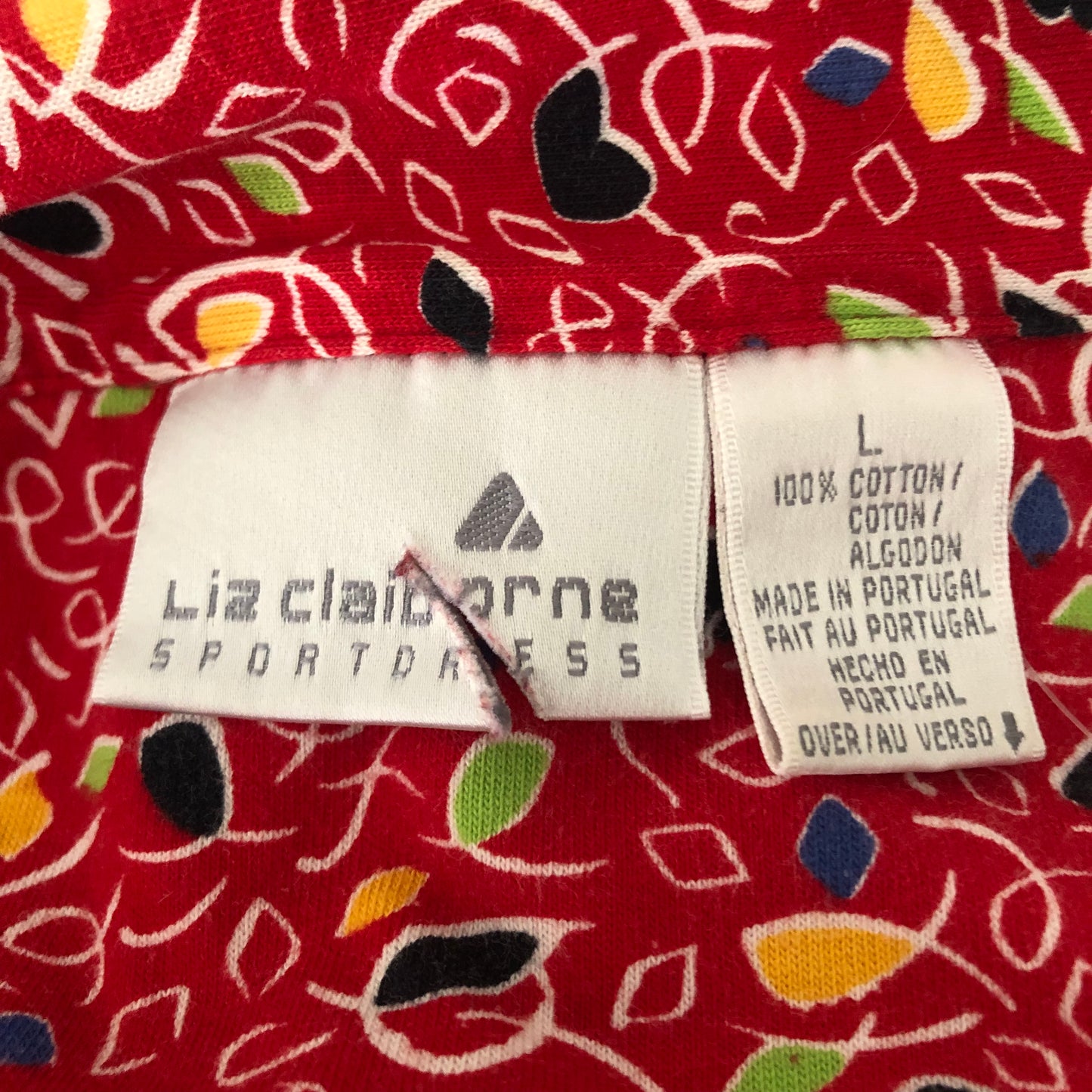 90’s Liz Claiborne Red Retro Print Midi Shirt Dress (L)