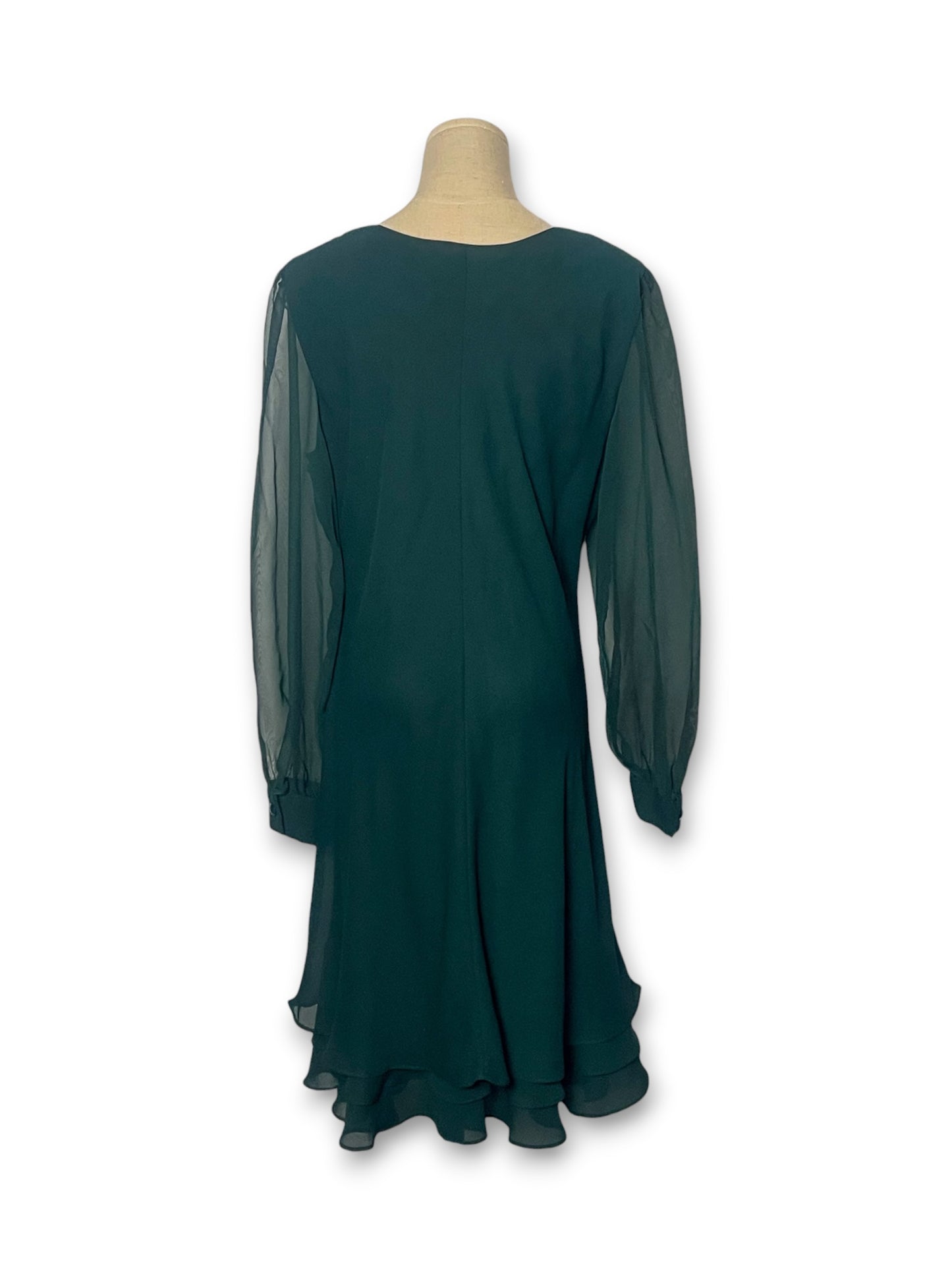 90’s Emerald Chiffon Dress (XL)