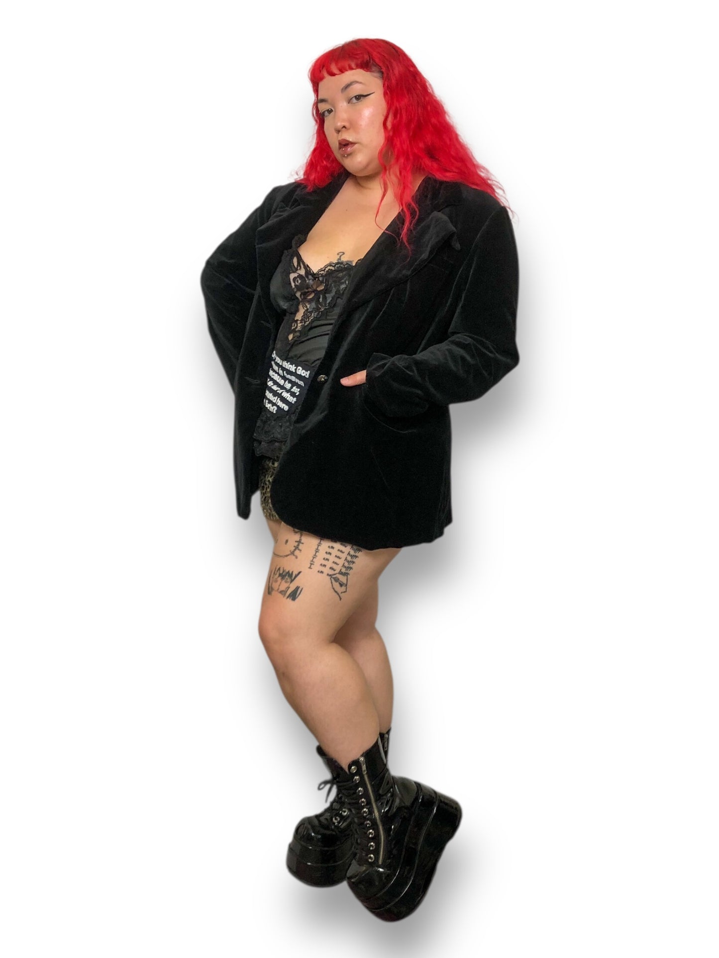 90’s/Y2K DG2 by Diane Gilman Black Velvet Blazer (XL/2X)