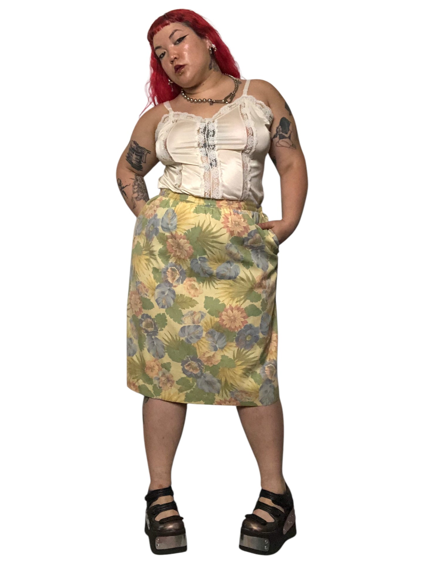 80’s Alfred Dunner Pastel Floral Print Skirt (2X)
