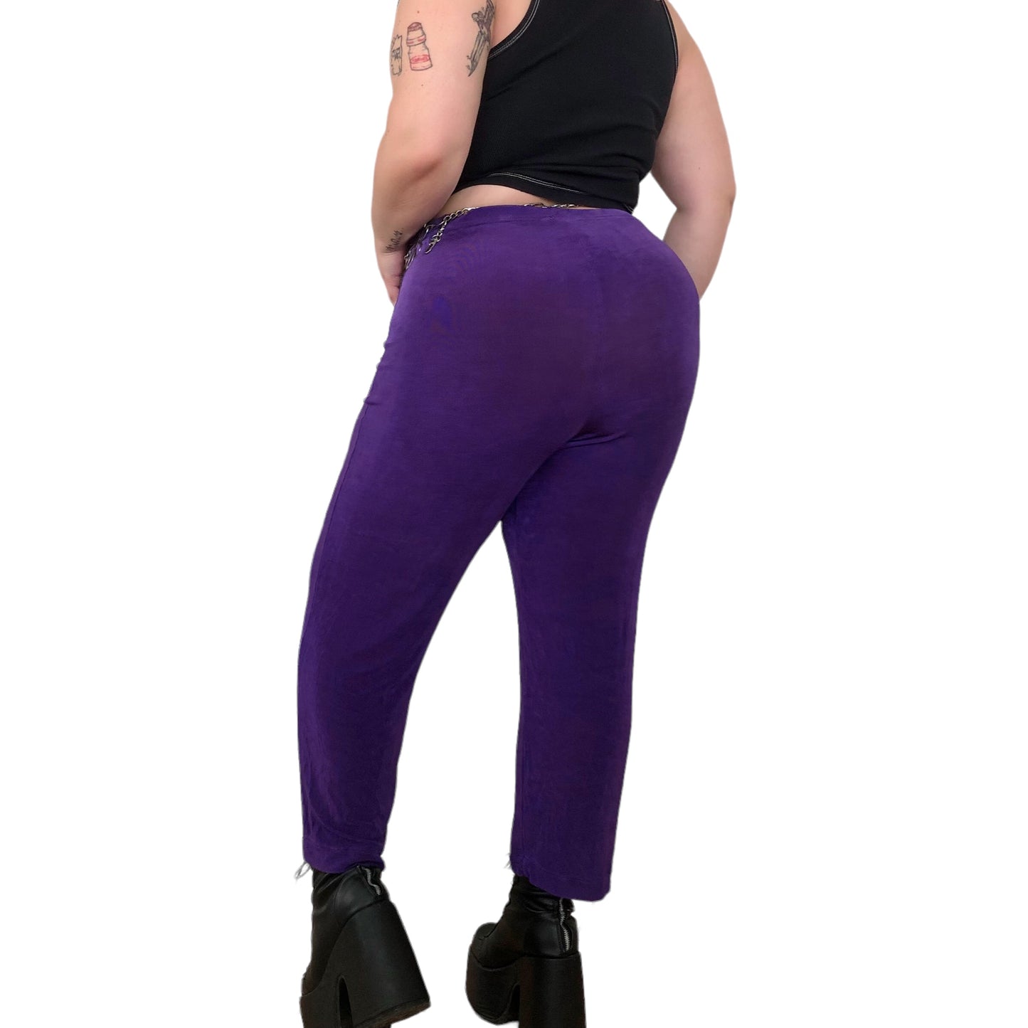 80’s Slinky Purple Ribbed Pants (L/XL/2X)