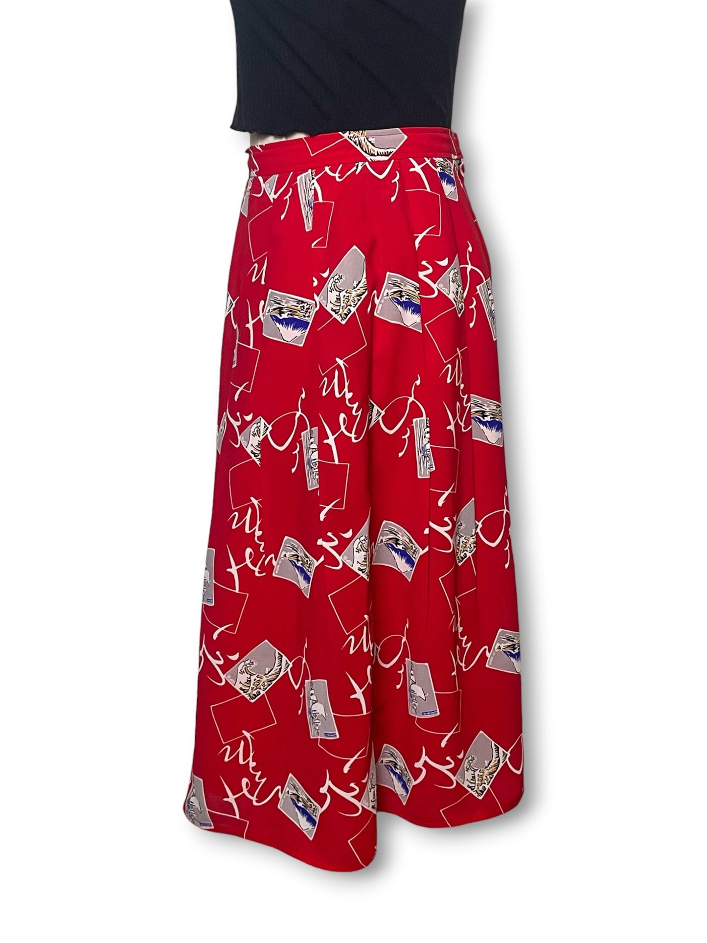 60’s/70’s Japanese Print Pleated Skirt (XS)