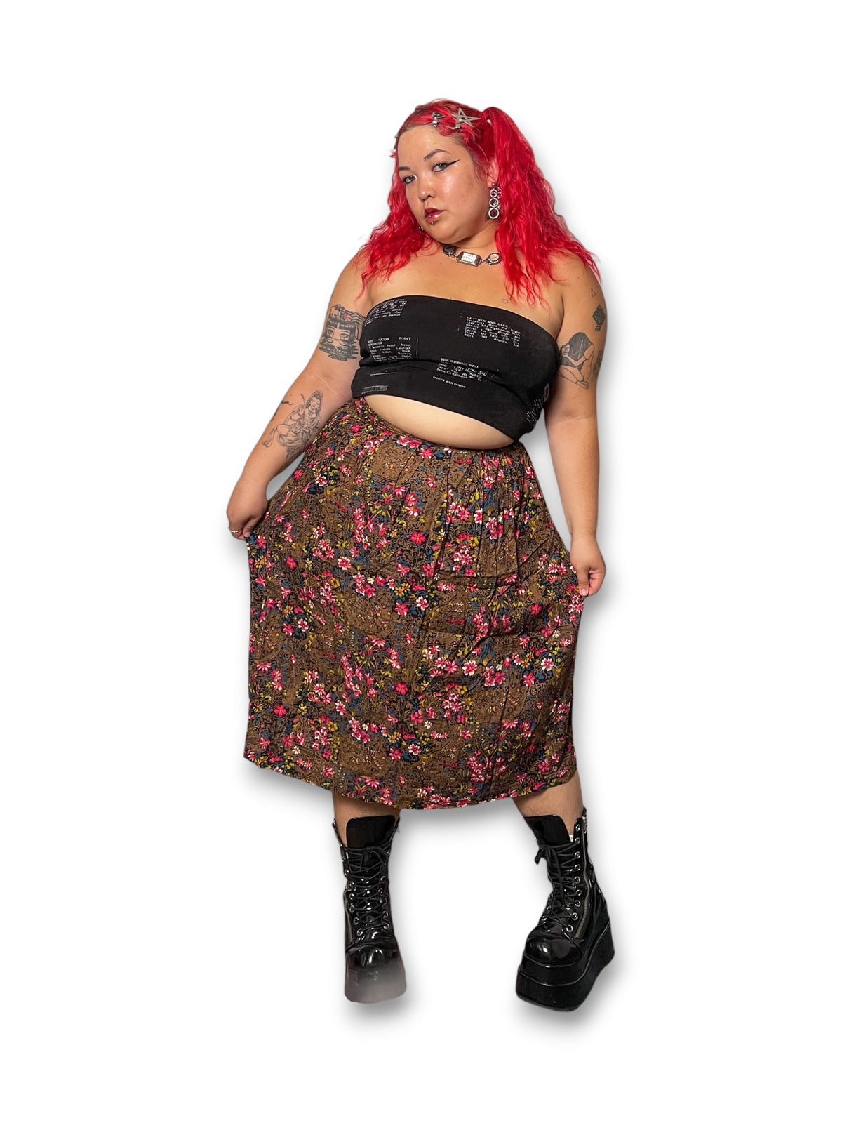 80’s/90’s Boho Floral Print Skirt (XL)