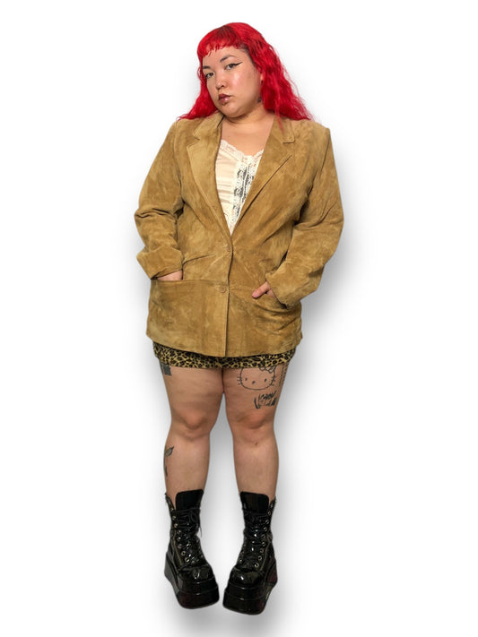 80’s Charter Club Khaki Leather Blazer (2X)