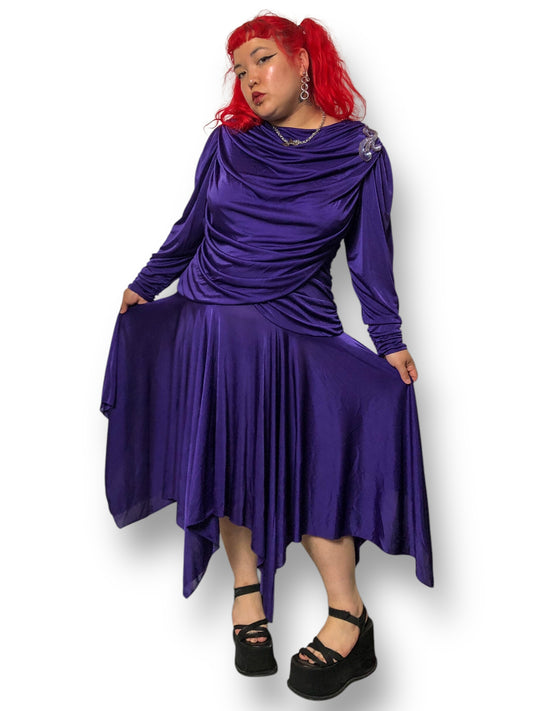 80’s David Rose Purple Retro Cocktail Dress (2X)