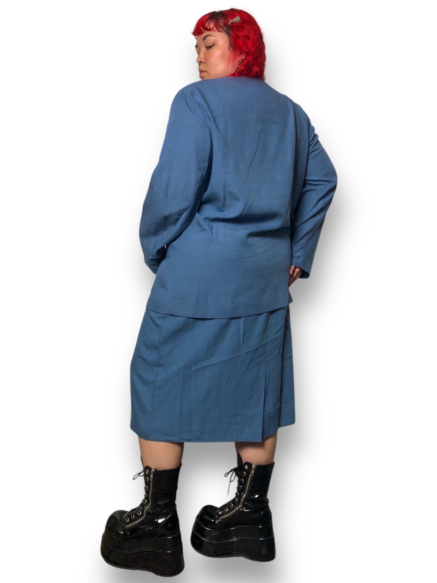60’s/70’s Counterparts II Cerulean Blue Skirt Suit (2X/3X)