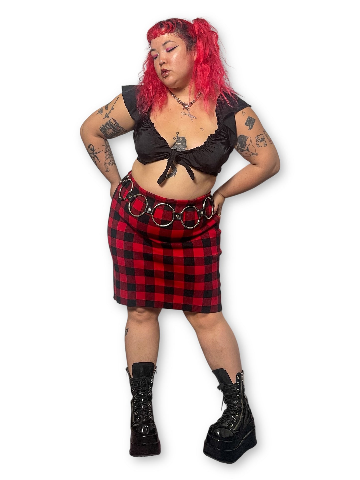 Gingham Plaid Bodycon Skirt (2X/3X/4X)