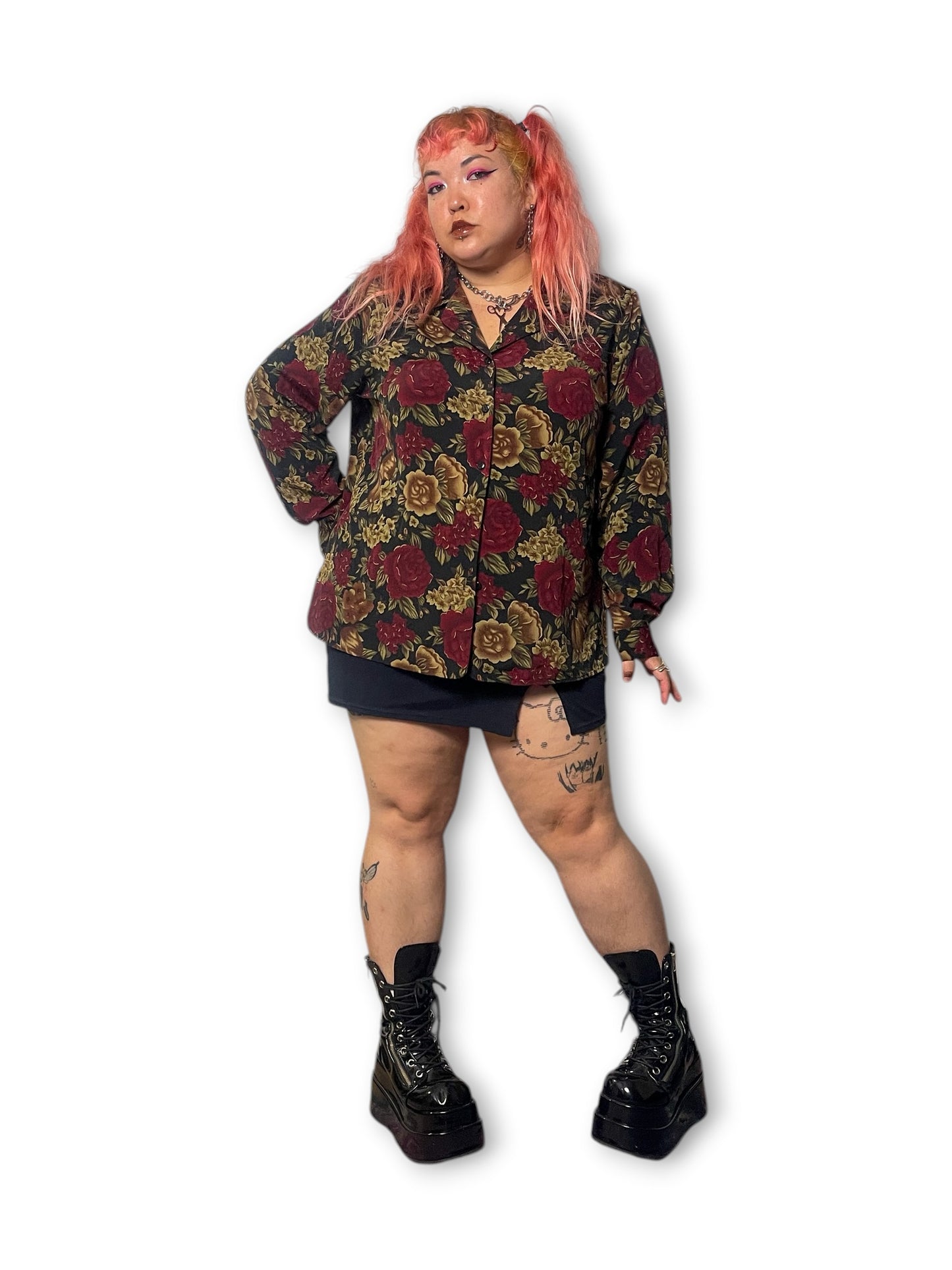 Y2K Dark Romantic Print Blouse (3X)