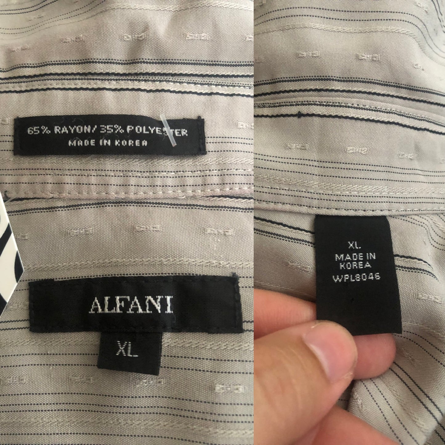80’s/90’s Alfani Gray Striped Button Down Shirt (XL/2X)