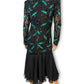80’s Liz Elana Black and Teal Sequin Cocktail Dress (M)