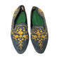 Vintage Floral Embroidered Suede Loafers (11.5)
