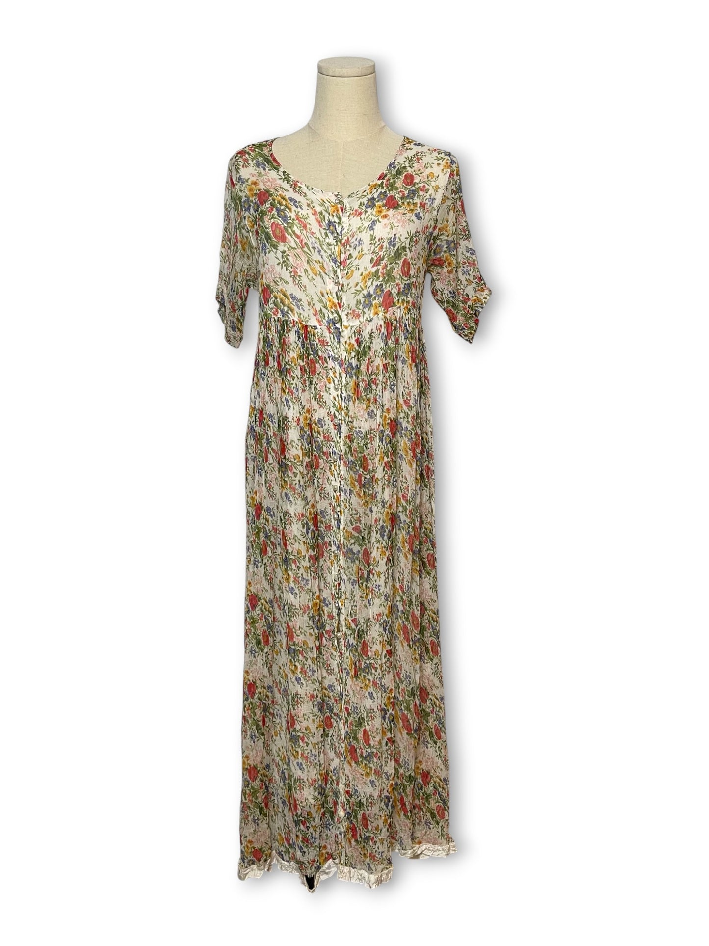 90’s Floral Print Cottage Maxi Dress (M)
