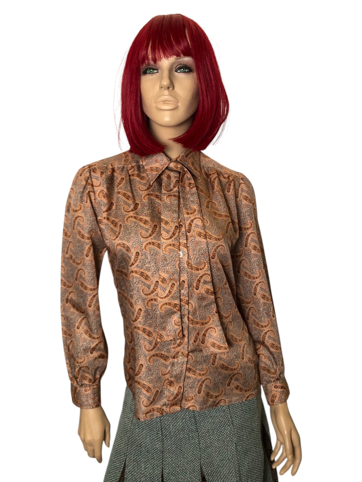 70’s R.D. #2 Brown Paisley Print Blouse (L)
