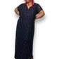 Y2K Connected Navy Blue Floral Lace Evening Dress (3X)