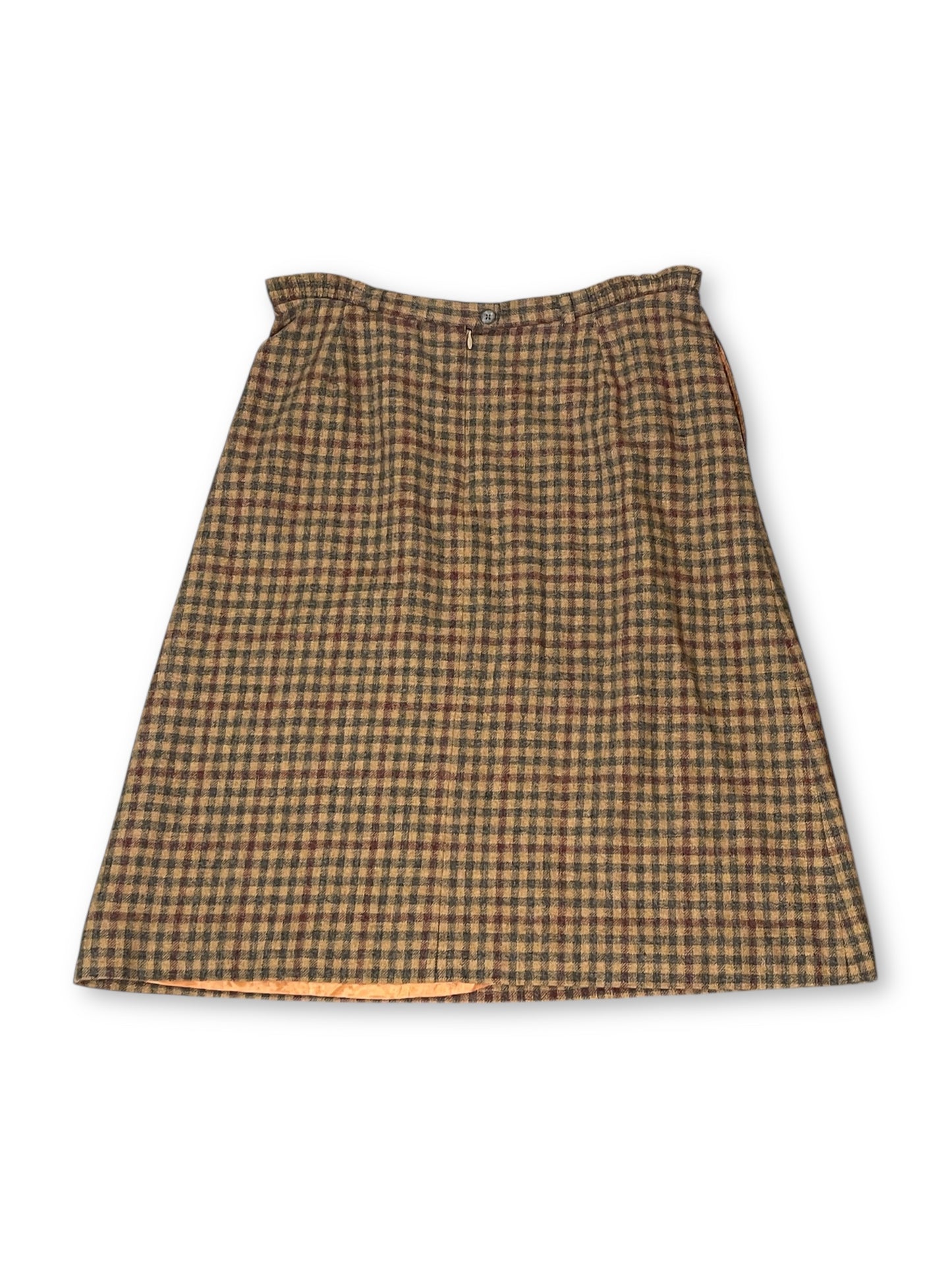 70’s Tan and Gray Tartan Plaid Pencil Skirt (1X)