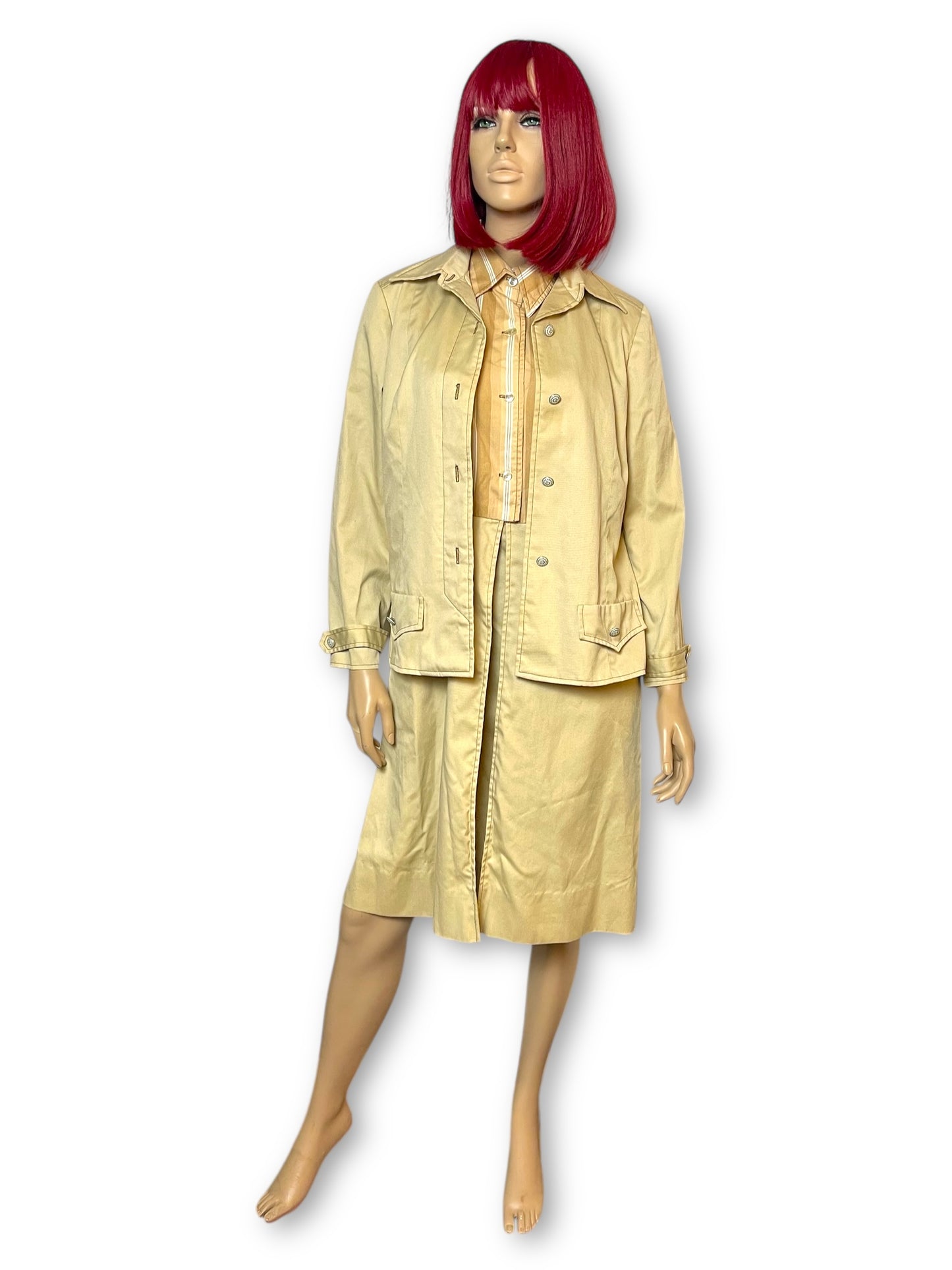 70’s/80’s California Girl Khaki 2-Piece Set (L)
