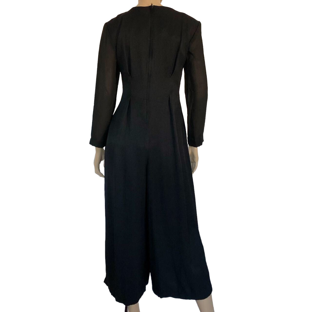 80's Rampage Black Pleated Jumpsuit (M)