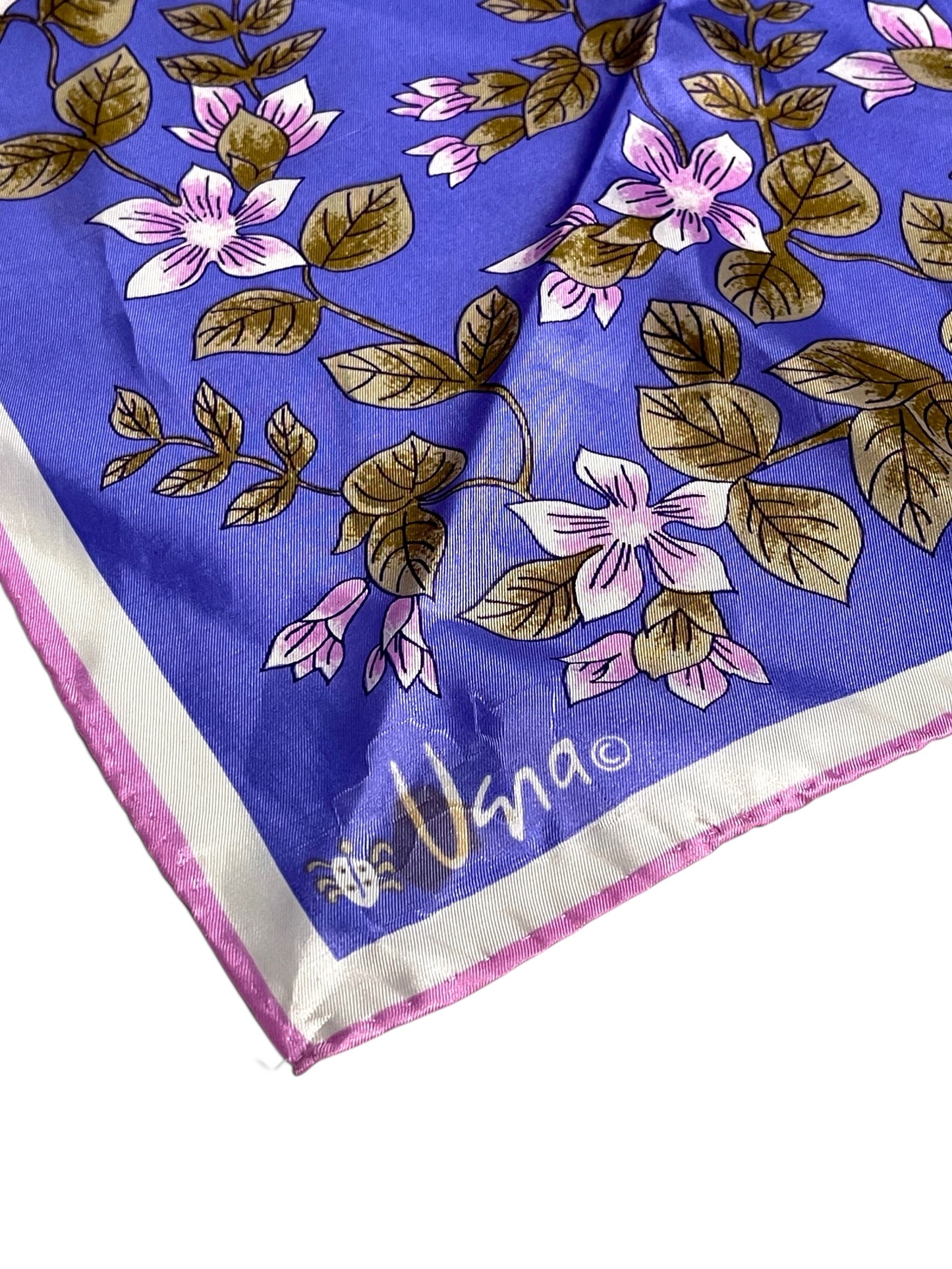 Vintage Purple Floral Satin Scarf